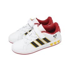 Image of adidas x Disney Grand Court Mickey El K White Black Red Kids Preschcool JQ8067