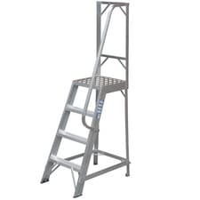 Image of 1m Heavy Duty Single Sided Fixed Step Ladders Handrail Platform Safety Barrier