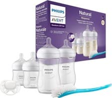 Image of Philips Avent Baby Bottle Newborn Gift Set 4 Baby Milk Bottles Ultra-Soft Brush