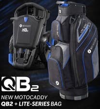 Image of MOTOCADDY QB2 3 WHEEL PUSH GOLF TROLLEY MATCHING LITE SERIES CART BAG COMBO DEAL