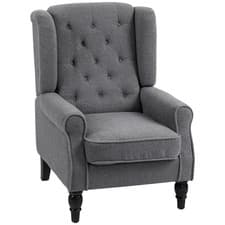 Image of HOMCOM Accent Armchair Retro Tufted Club Home Furniture Fabric Charcoal Grey