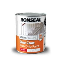 Image of Ronseal One Coat Stays White NonDrip Paint Satin Finish 2.5L