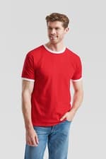 Image of 4 x Red & White Contrast Ringer T-Shirt - Brand New - Fruit of the Loom XXL 2XL