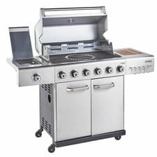 Image of Outback Jupiter 6 Gas and Charcoal Hybrid Barbecue with 6 Burners and Regulator