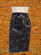 Image of BNWT WOMENS DOROTHY PERKINS PETITE UK 8 BLACK FLOCKED PARTY FORMAL PENCIL SKIRT