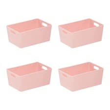 Image of Wham Storage Box Pink Plastic Rectangular Studio Utility Basket 4.02 - 4 Pack