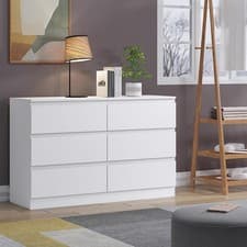 Image of 6 Drawer Chest of Drawers Bedroom Furniture Scandinavian Handleless Matt white