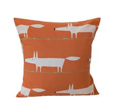 Image of Scion Midi Mr Fox Cushion Cover Orange Cream and Light Green 16" - Handmade