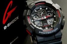 Image of CASIO G-SHOCK GA-100-1A4 Black Red Analog Digital Men's Watch Waterproof Japan