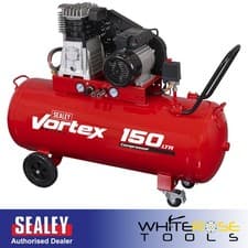 Image of Sealey Air Compressor 150L Belt Drive 3hp Cast Cylinders Garage Workshop