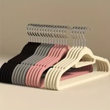 Image of Non Slip Velvet Coat Hangers Coating Strong Flocked Clothe Trouser Space Saving