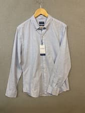 Image of Van Heusen Mens Medium Blue Mini Check Long Sleeve Button Up Shirt NWT