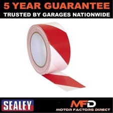 Image of Sealey Hazard Warning Tape 50mm x 33m Red/White HWTRW