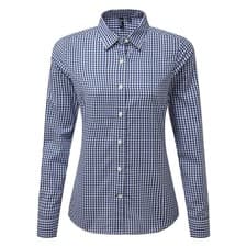 Image of Premier Women's Maxton Check Long Sleeve Shirt Gingham Easycare Vintage Chic