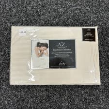 Image of 100% Egyptian Cotton Satin Stripe Double Fitted Sheet - Cream