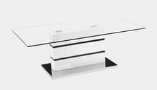 Image of Coffee Table Clear Glass Rectangle Top White & Black Gloss Frame