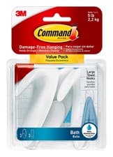 Image of Bath Large Towel Hook Value Pack, Clear Frosted, 3-Large Hooks, 3-Water-Resis...