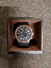 Image of Michael Kors MK8184 Mens chronograph Classic Watch Black,Rose Gold rubber strap