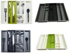 Image of Expandable 9 Compartment Adjustable Plastic Cutlery Holder Tray Drawer Organiser