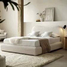 Image of Ottoman Storage Gas Lift panel Bed Frame Upholstered Double King Size