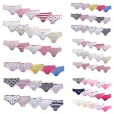 Image of 4KIDZ Girls Childrens 100% Cotton Briefs 5 Pack Elasticated Waist Pattern Print