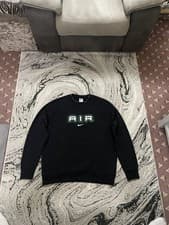 Image of Nike Air Swoosh Fleece Crew Sweatshirt Black Retro BNWT Size Large HM0177-011