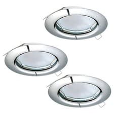 Image of 3 PACK Flush / Recessed Ceiling Downlight Chrome Steel 3 x 3W GU10 Bulb