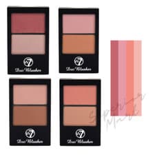Image of W7 Duo Blush Blusher Powder Compact Palette Pressed Mix Match Kit Set