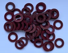 Image of M8 Red Fibre Washers- 14mm O/D X 8.1mm I/D X 1mm Thk- Various quantities