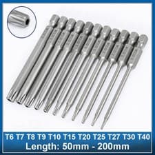 Image of Long Reach Torx Star Hex Security Bit Set Tamper Proof Screwdriver Bit Hole