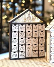 Image of Christmas Wooden Advent Calendar Light Up LED Forest Countdown Grey Reusable LED