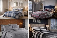Image of Luxury 100% Cotton Reversible Duvet Cover Set Collection with Pillowcases 200TC