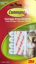 Image of 3M COMMAND POSTER STRIPS Pack of 12 Damage Free Poster Picture Hanging Strips