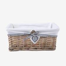 Image of Natural Wicker Storage Basket with Lining Hamper Baskets for Gifts Empty Baskets