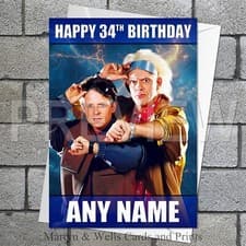 Image of Back to the Future birthday card. 5x7 inches. McFly. Personalised plus envelope.