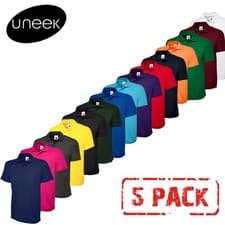 Image of 5 PACK Uneek Classic Unisex Polo Shirt UC101 Short Sleeve Work Wear Top