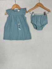 Image of Ralph Lauren, Baby Girls Light Blue Dress + Bottom Set, Size 12 Months - New