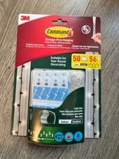 Image of 3M Command Indoor Outdoor Light Clips, 50 Clip Pack with 56 Adhesive Strips
