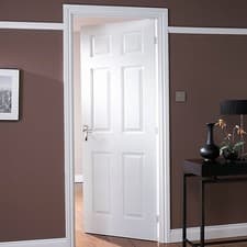 Image of White 6 Panel Internal Door Woodgrain Effect Contemporary Unglazed 1981x686x35mm