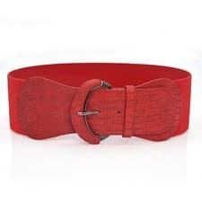 Image of NEW Wide Elastic Belt Ladies Cinch Waist Stretch Belt Ladies Faux Leather Belt