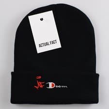 Image of Actual Fact MF Doom Champion Hip Hop Roll Up Black Beanie Hat