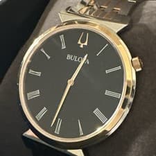 Image of Bulova Regatta Men's Quartz Two-Tone Black Dial Roman Numerals Watch 38MM 98A234