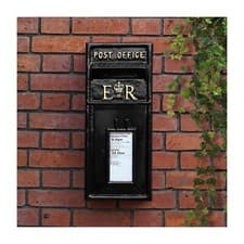 Image of Post Box ER Royal Mail Design Mailbox with Lock Wall Mounted Letterbox Cast Iron