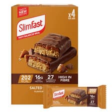 Image of Slimfast Salted Caramel Meal Replacement Bars 4 x 60g, Supports Immunity