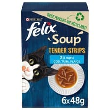 Image of Felix Soup Tender Strips Wet Cat Food (Fish Selection) 6 x 48G, 48 x 48G