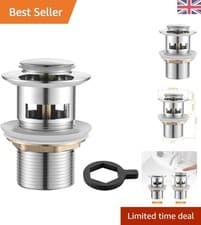 Image of Durable Chrome Basin Waste with Overflow - Quick Install Slotted Drain Solution
