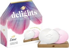Image of Dove Beauty Bar Delights Gift Set, Original & Pink Soaps with Bamboo Tray Free p