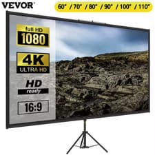 Image of SucceBuy 60 70 80 90 100 110 in Tripod Projector Screen W/ Stand 16:9 4K HD