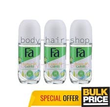 Image of Fa Limones Del Caribe Women Deodorant Roll-On Sweat Odor Protection 50ml 3-Pack