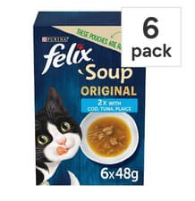 Image of Felix Soup Original Wet Cat Food - Fish Selection 6x48g Free And Fast Postage